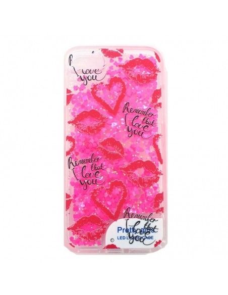 Carcasa TPU gel purpurina iPhone 7 / 8 / SE (2020) LED besos Love