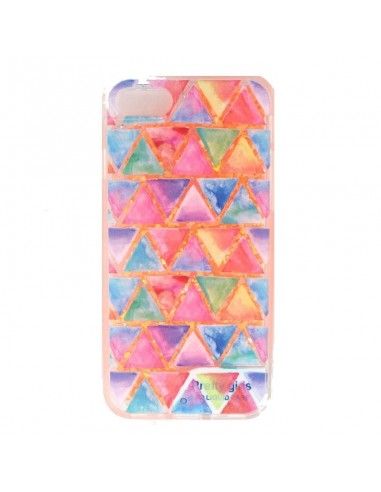 Carcasa TPU gel purpurina iPhone 7 / 8 / SE (2020) LED triángulos colores