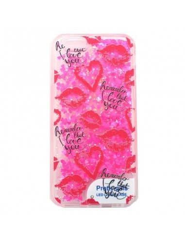 Carcasa TPU agua purpurina iPhone 6/6S con luz LED diseño Love