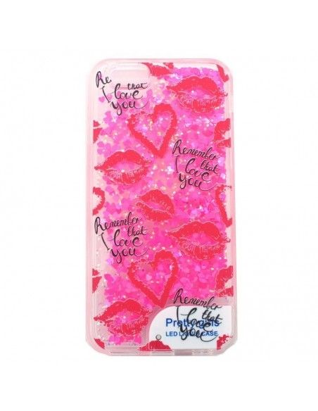 Carcasa TPU agua purpurina iPhone 6/6S con luz LED diseño Love