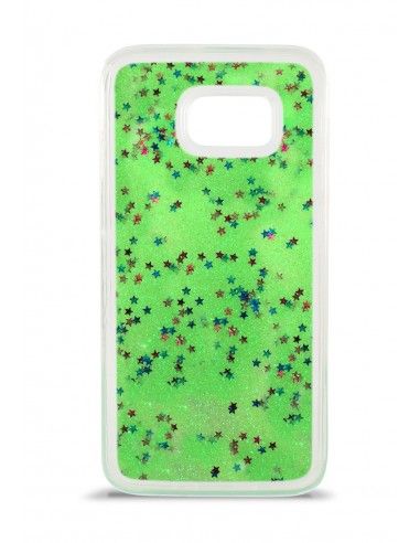 Funda TPU agua purpurina Samsung Galaxy S7 Edge verde