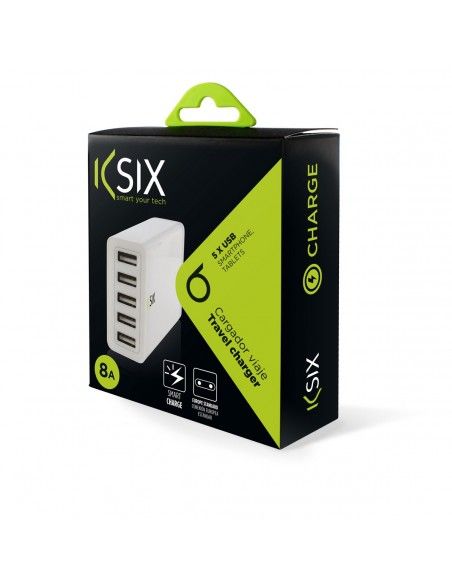 CARGADOR RED UNIVERSAL 5 SALIDAS USB 8A BLANCO