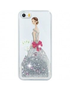 Carcasa TPU gel purpurina iPhone 7 / 8 / SE (2020) diseño Mujer plateada