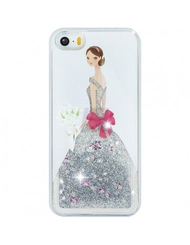 Carcasa TPU gel purpurina iPhone 7 / 8 / SE (2020) diseño Mujer plateada