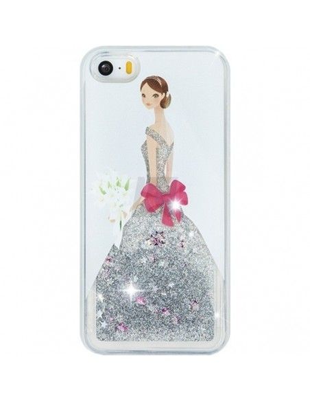 Carcasa TPU gel purpurina iPhone 7 / 8 / SE (2020) diseño Mujer plateada