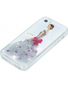 Carcasa TPU gel purpurina iPhone 7 / 8 / SE (2020) diseño Mujer plateada 2