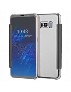 Funda libro soporte Samsung G955 Galaxy S8 Plus Clear View plata