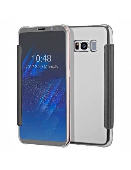 Funda libro soporte Samsung G955 Galaxy S8 Plus Clear View plata