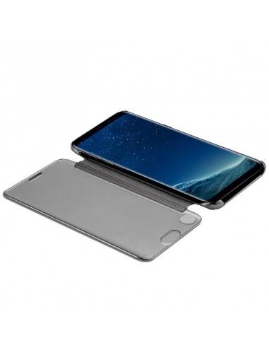 Funda libro soporte Samsung G955 Galaxy S8 Plus Clear View plata