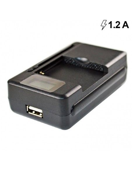 Cargador red universal externo de baterías con pantalla LCD + puerto USB