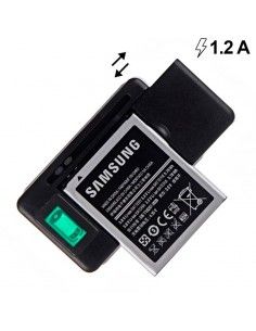 Cargador red universal externo de baterías con pantalla LCD + puerto USB 2