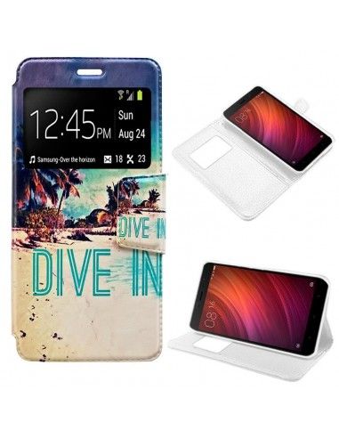 Funda libro soporte TPU diseño ventana Xiaomi Redmi Note 4 / Note 4X Beach