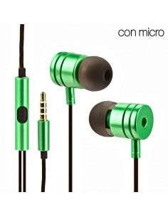 Auriculares universales estéreo Jack 3,5mm en box (caja) verde metalizado