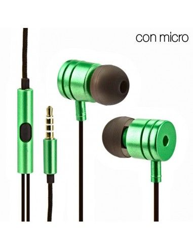 Auriculares universales estéreo Jack 3,5mm en box (caja) verde metalizado
