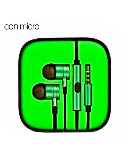 Auriculares universales estéreo Jack 3,5mm en box (caja) verde metalizado