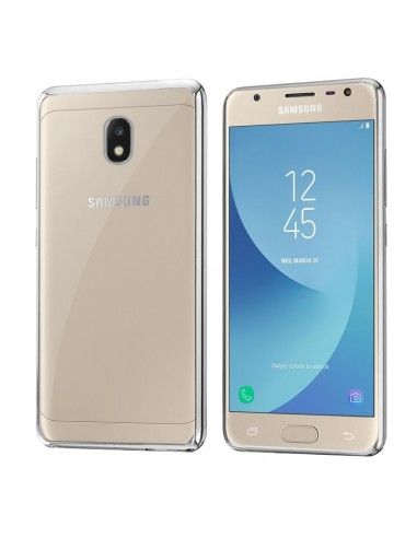 Carcasa TPU transparente Samsung J330 Galaxy J3 (2017) borde metalizado plateado
