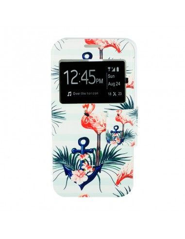 Funda libro soporte TPU Samsung J730 Galaxy J7 (2017) diseño Flamenco Anclas