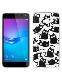 Carcasa TPU transparente Huawei Y6 (2017) diseño Gatos negros