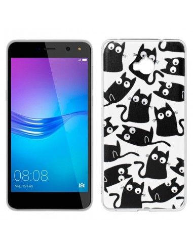 Carcasa TPU transparente Huawei Y6 (2017) diseño Gatos negros