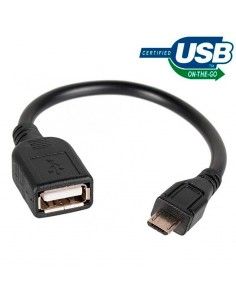 Cable adaptador microUSB a USB hembra OTG universal negro