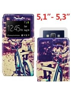 FUNDA LIBRO SILICONA UNIVERSAL SOPORTE DISEÑO 5,1" - 5,3" PAISAJE BICI