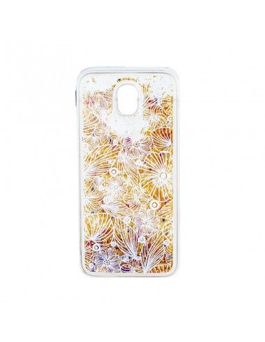 Carcasa TPU gel purpurina Huawei Y5 2017 / Y6 2017 / Nova Young diseño flores líneas blancas