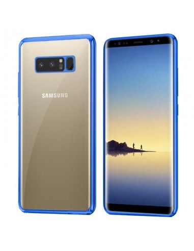 Carcasa TPU transparente Samsung N950 Galaxy Note 8 borde metalizado azul