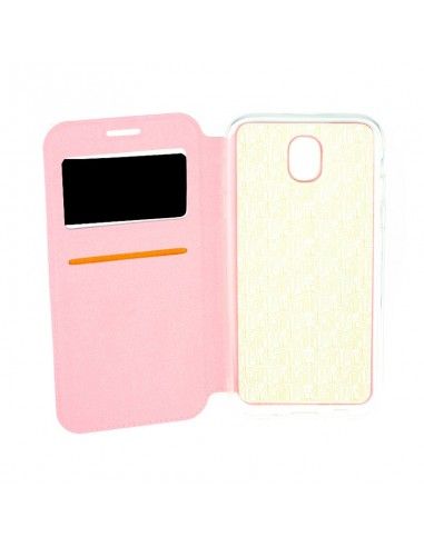 Funda libro cartera soporte TPU Samsung J730 Galaxy J7 (2017) rosa cobre