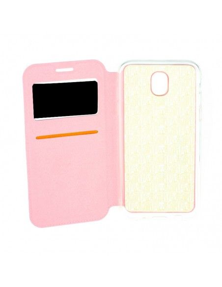 Funda libro cartera soporte TPU Samsung J730 Galaxy J7 (2017) rosa cobre