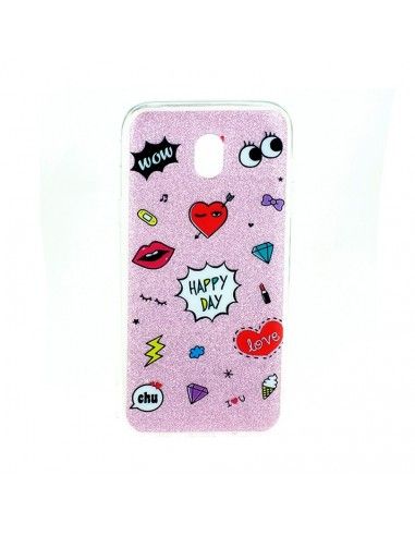 FUNDA TPU PURPURINA DISEÑO SAMSUNG GALAXY J7 (2017) J730 ROSA HAPPY DAY