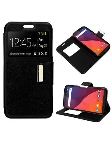 Funda libro soporte TPU Wiko View negra
