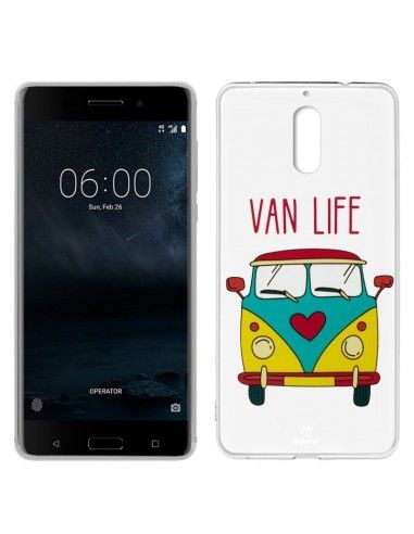 FUNDA TPU DISEÑO NOKIA 6 TRANSPARENTE FURGO VAN LIFE