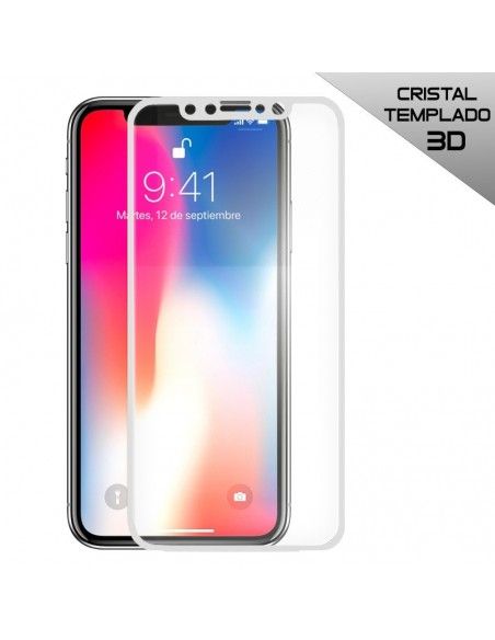 Protector pantalla vidrio templado iPhone X / XS / 11 Pro (3D blanco)