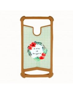 Funda silicona universal reforzada 5" - 5,5" beige diseño Make It Happen