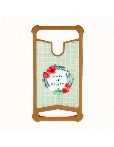 Funda silicona universal reforzada 5" - 5,5" beige diseño Make It Happen