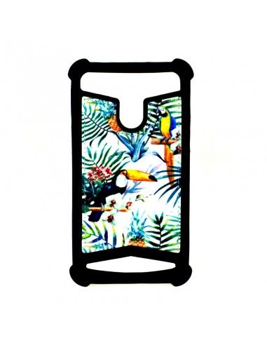 FUNDA SILICONA UNIVERSAL DISEÑO REFORZADA 5" - 5,5" NEGRA TUCAN LORO