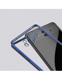Carcasa TPU transparente Huawei Mate 10 borde metalizado azul 2