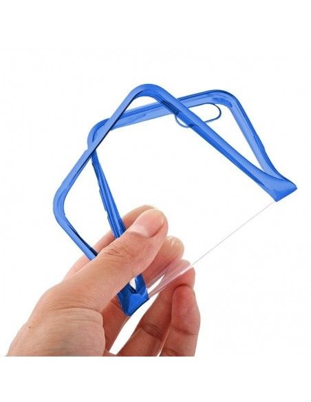 Carcasa TPU transparente Huawei Mate 10 borde metalizado azul