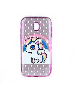 Carcasa TPU purpurina iPhone X / XS diseño Lunares rosa Minipegaso blanco