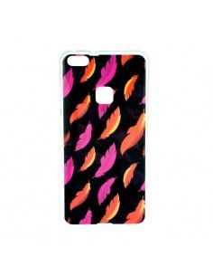 Carcasa TPU Huawei P10 Lite diseño Plumas Rosa y Naranja