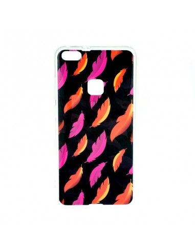 Carcasa TPU Huawei P10 Lite diseño Plumas Rosa y Naranja