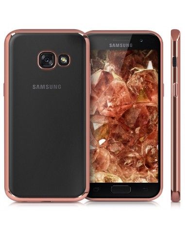 Carcasa TPU transparente Samsung A320 Galaxy A3 (2017) borde metalizado rosa cobre