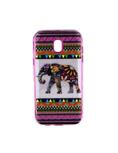 0Carcasa TPU purpurina Samsung J330 Galaxy J3 (2017) diseño Elefante Cenefas