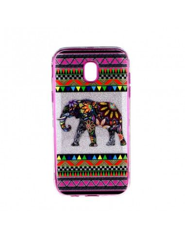 0Carcasa TPU purpurina Samsung J330 Galaxy J3 (2017) diseño Elefante Cenefas