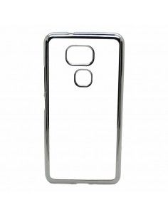 Carcasa TPU transparente BQ Aquaris V / VS borde metalizado plata