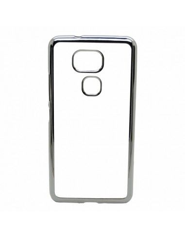 Carcasa TPU transparente BQ Aquaris V / VS borde metalizado plata