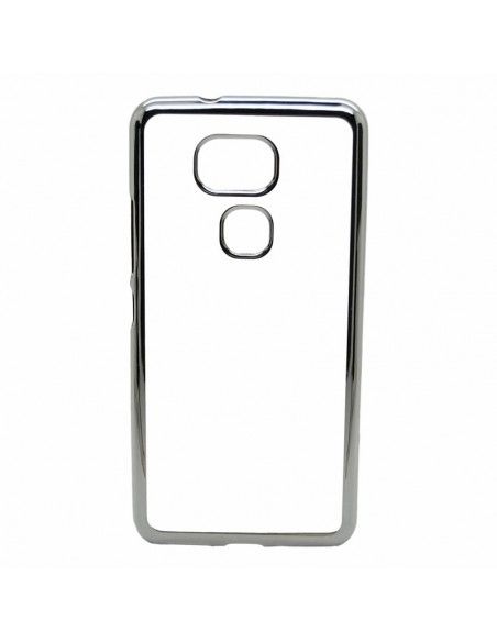 Carcasa TPU transparente BQ Aquaris V / VS borde metalizado plata