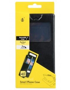 FUNDA LIBRO UNIVERSAL CARTERA IMAN SOPORTE SILICONA 5,3" - 5,7" NEGRA