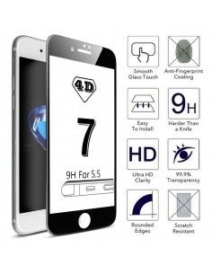 Protector pantalla vidrio templado iPhone 7 Plus / 8 Plus (Full 4D negro)