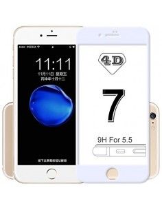 Protector pantalla vidrio templado iPhone 7 Plus / 8 Plus (Full 4D blanco)